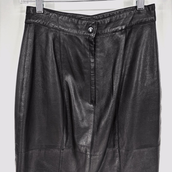 SUZELLE | Vintage 80's High-Waisted Leather Pencil Skirt in Black | Sz S - Picture 8 of 11